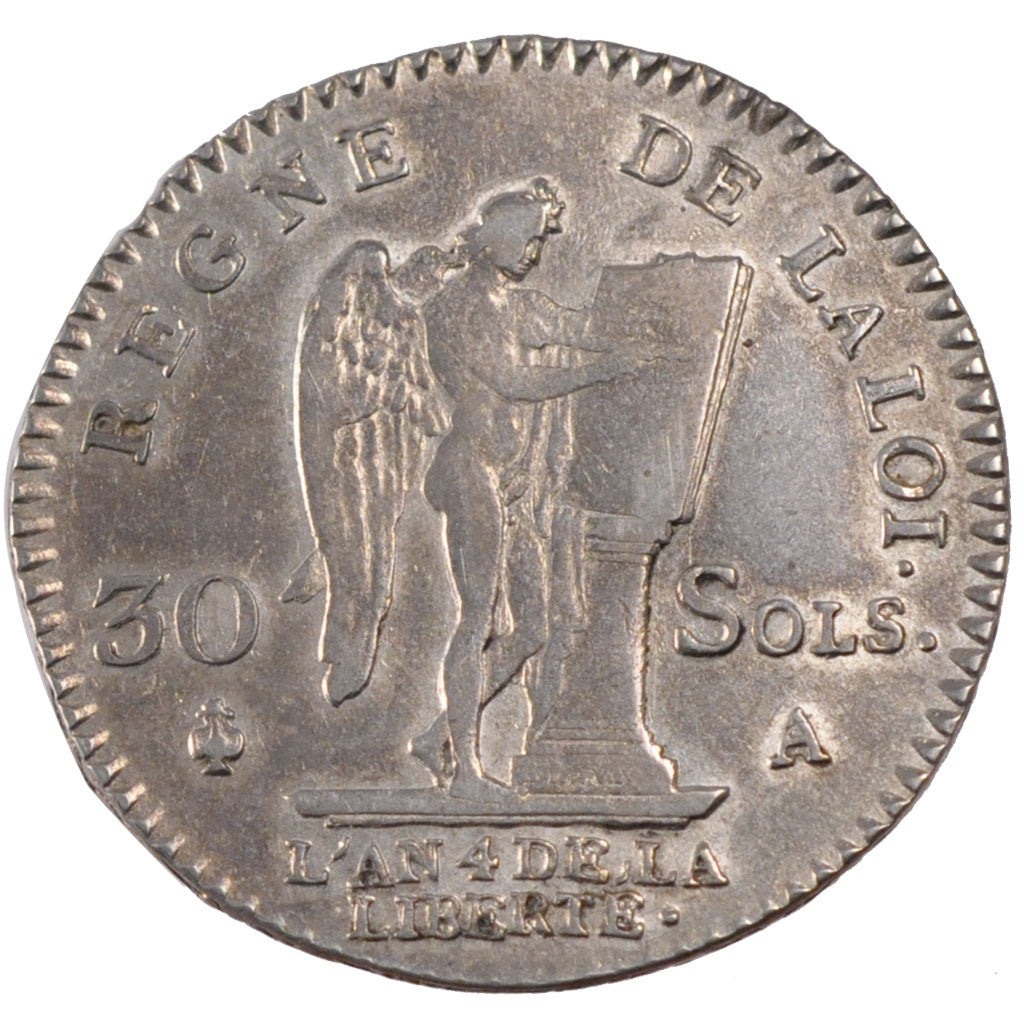 FRANCE, 30 sols françois, 30 Sols, 1792, Paris, KM #606.1, AU(50-53), Silver, G.