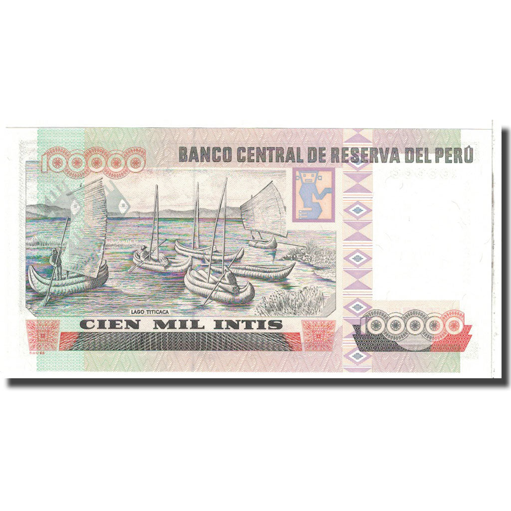 Banknote, Peru, 100,000 Intis, 1989, 1989-12-21, KM:145, UNC(65-70)