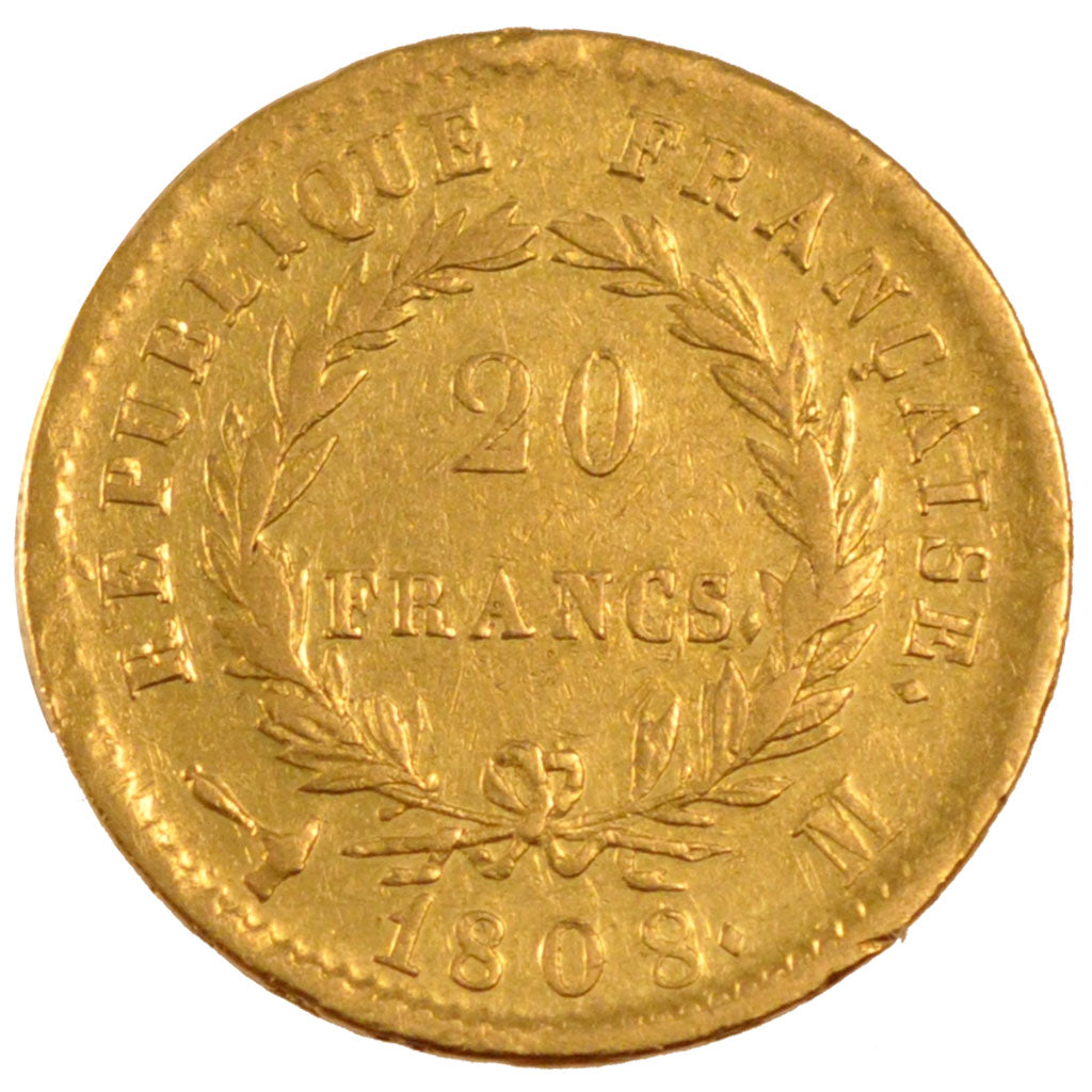FRANCE, Napoléon I, 20 Francs, 1808, Toulouse, KM #687.3, VF(30-35), Gold, G...