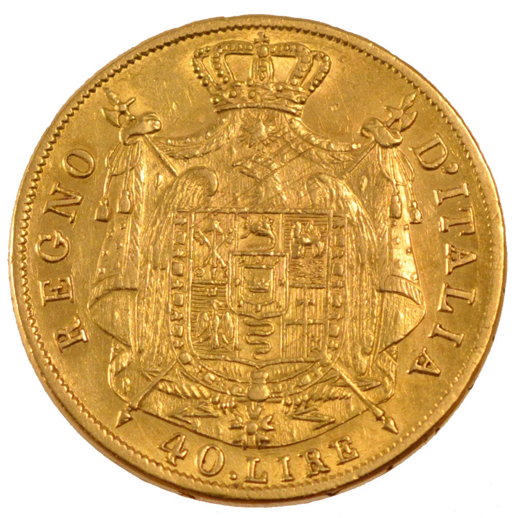 ITALIAN STATES, 40 Lire, 1812, Milan, KM #12, EF(40-45), Gold, 12.78