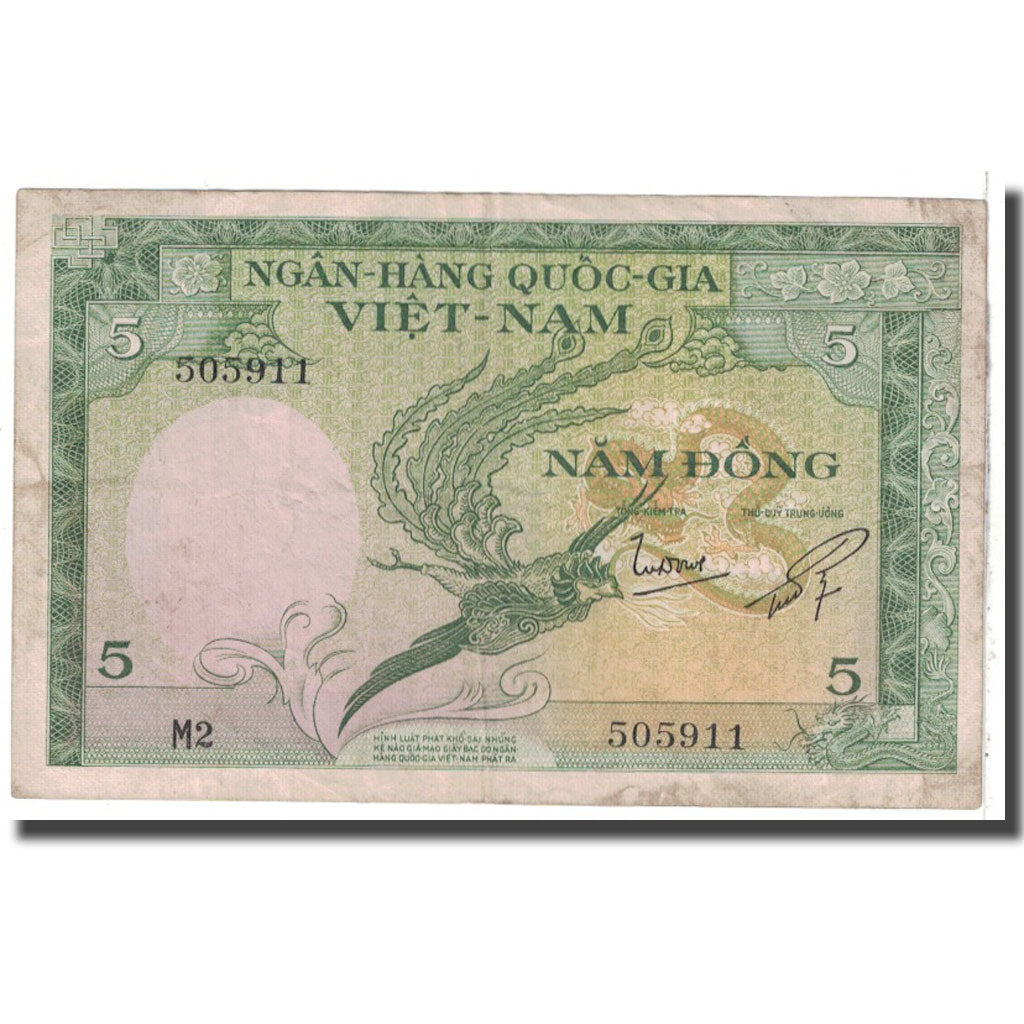 Banknote, South Viet Nam, 5 Dong, KM:2a, VF(20-25)
