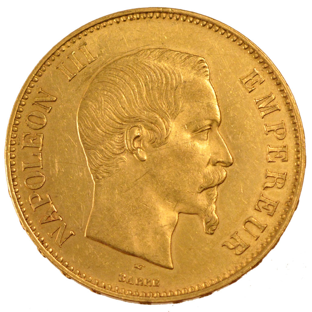 FRANCE, Napoléon III, 100 Francs, 1855, Paris, KM #786.1, AU(55-58), Gold, G...