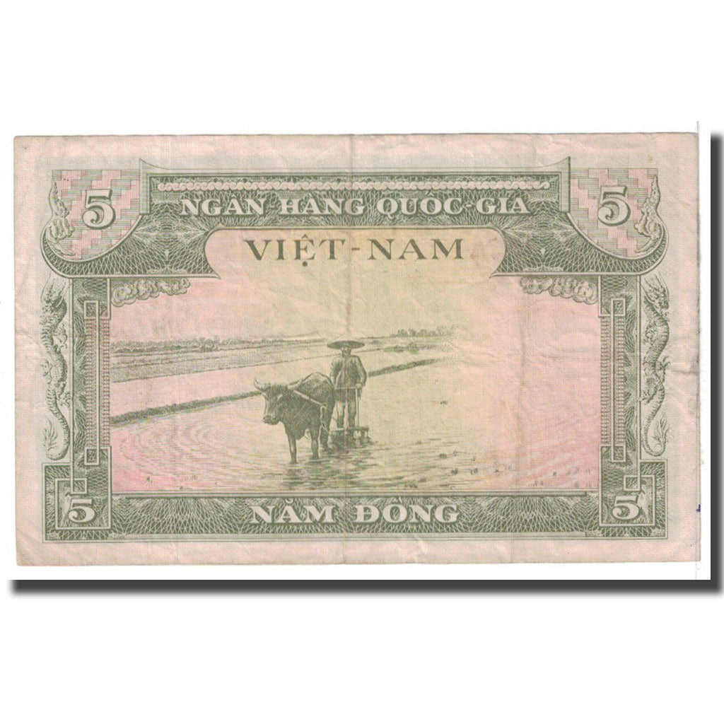 Banknot, Południowy Wiet Nam, 5 D<ox>ng, Undated, Undated, KM:2a, VF(20-25)