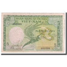 Banknot, Południowy Wiet Nam, 5 D<ox>ng, Undated, Undated, KM:2a, VF(20-25)