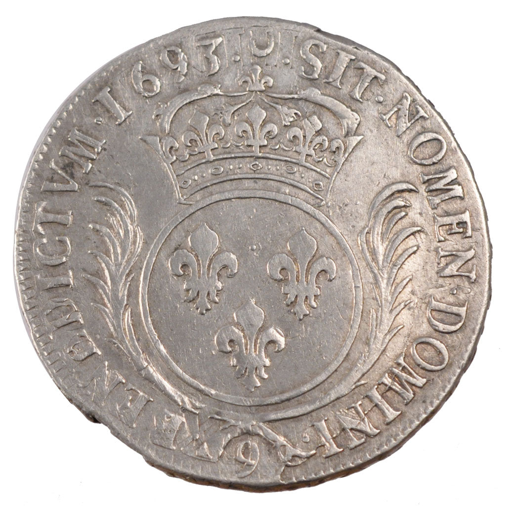 FRANCE, Écu aux palmes, ECU, 1693, Rennes, KM #298.24, VF(30-35), Silver, ...