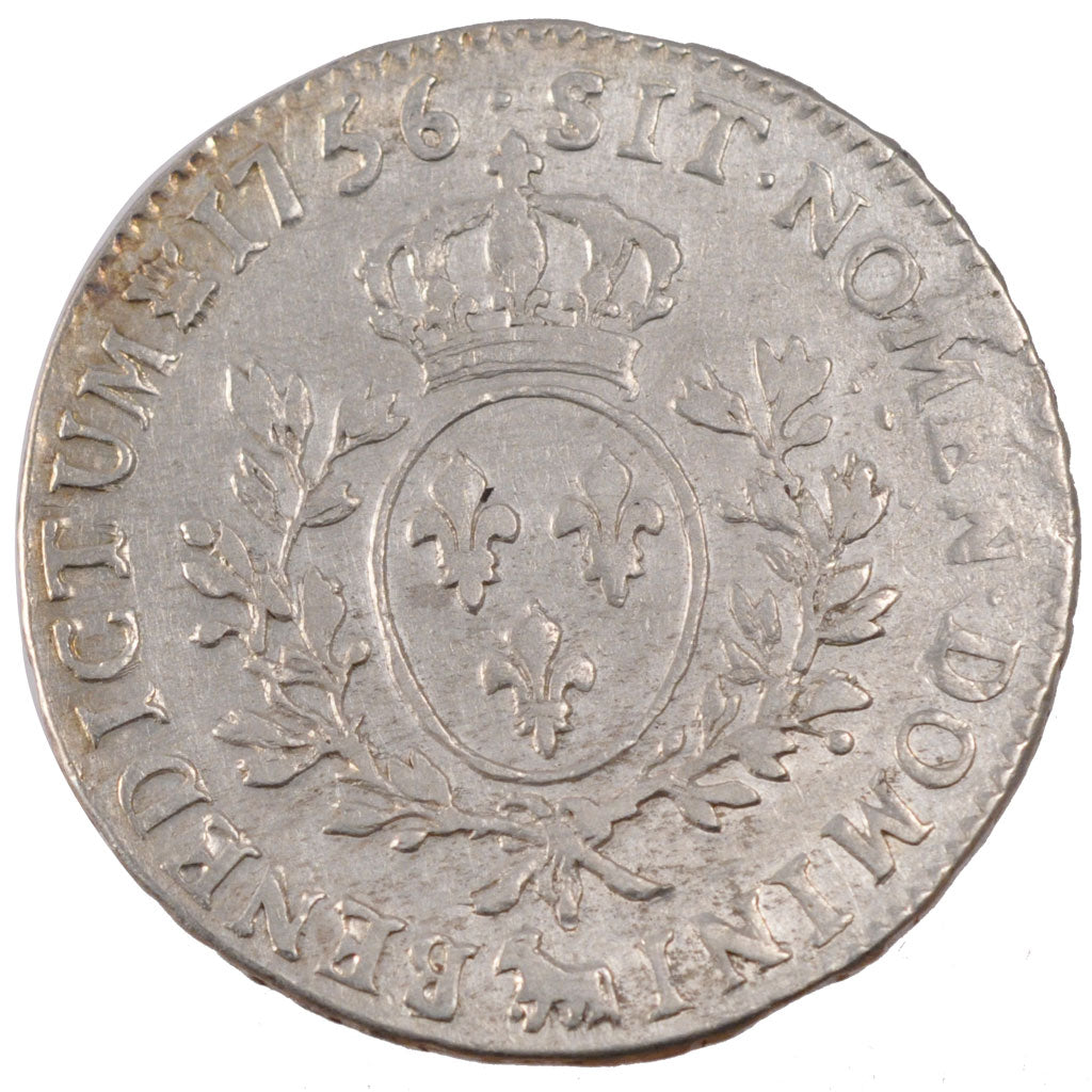 FRANCE, Écu de Béarn au bandeau, ECU, 1756, Pau, KM #518, VF(30-35), Silver, Ga.