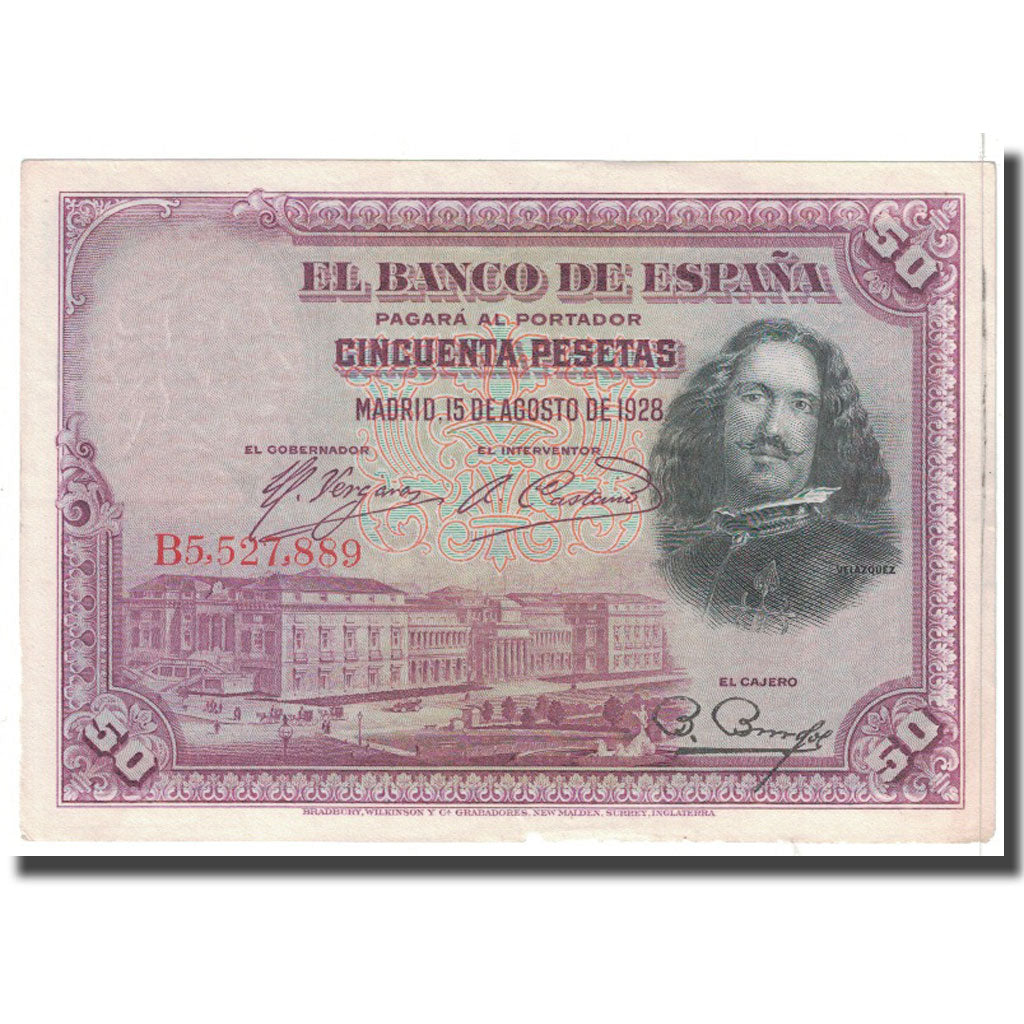 Banconote, Spagna, 50 Pesetas, 1928, 1928-08-15, KM:75b, MB+