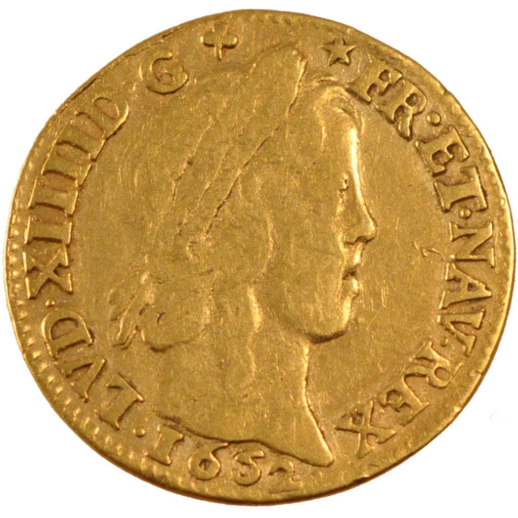 FRANCE, Louis d'Or, 1652, Caen, VF(30-35), Gold, Gadoury #245, 6.59