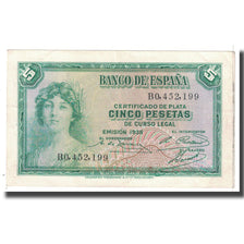 Banknot, Hiszpania, 5 Pesetas, 1935, KM:85a, AU(55-58)