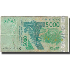 Billet, West African States, 5000 Francs, 2003, KM:717Ka, B+