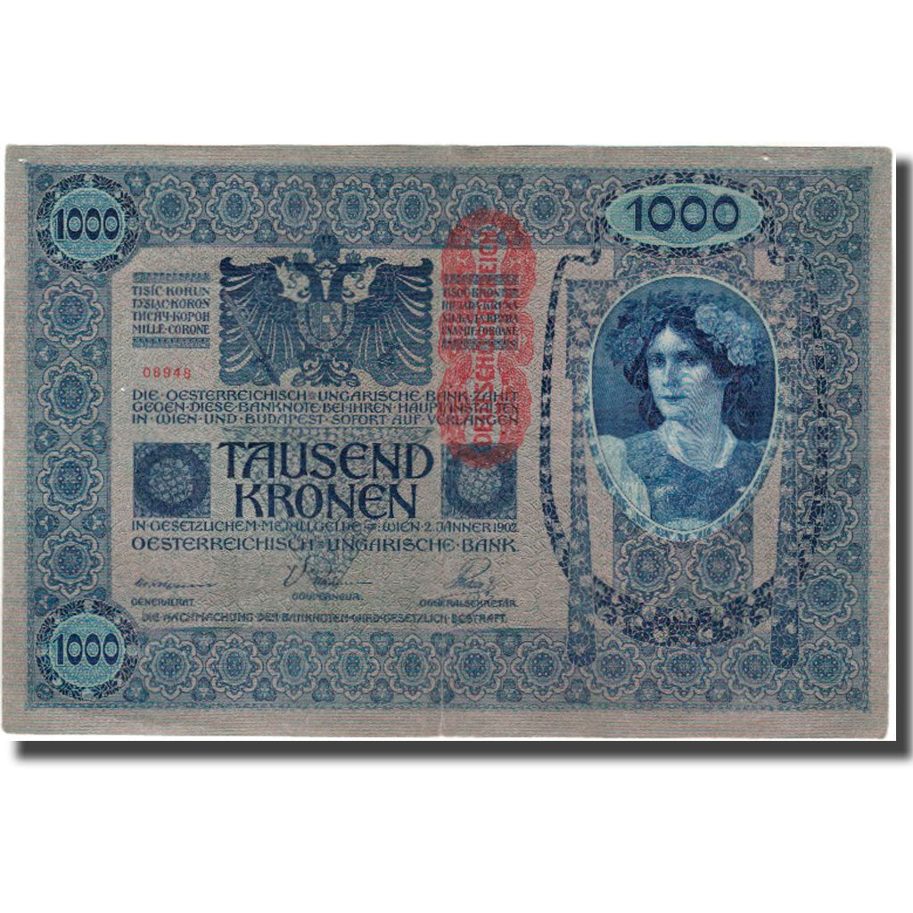 Banknot, Austria, 1000 Kronen, 1902, KM:59, EF(40-45)