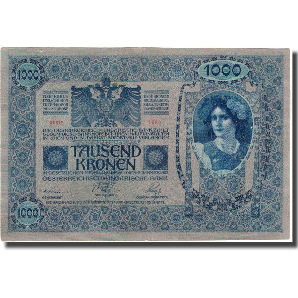Banknot, Austria, 1000 Kronen, 1902, KM:59, EF(40-45)