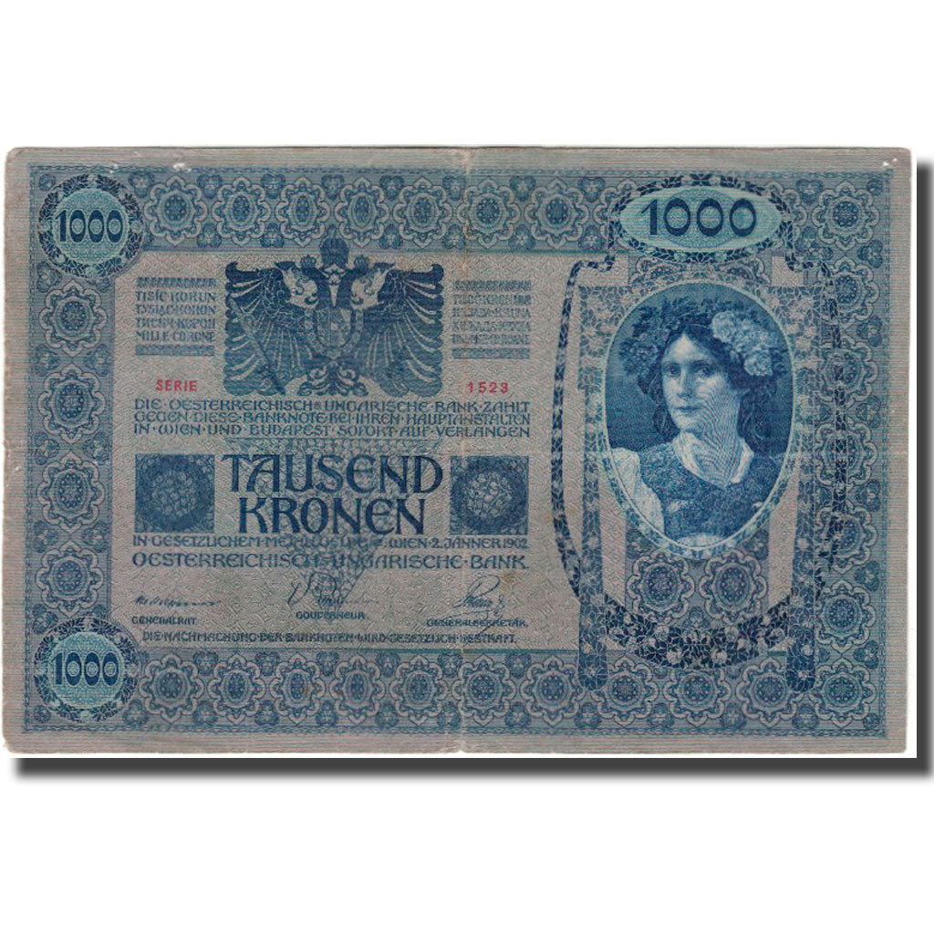 Banknot, Austria, 1000 Kronen, 1902, KM:59, EF(40-45)