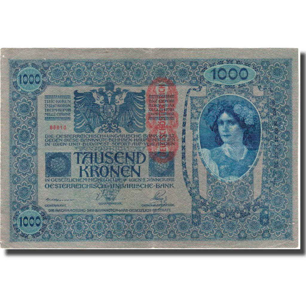 Nota, Áustria, 1000 Kronen, 1902, KM:59, EF(40-45)