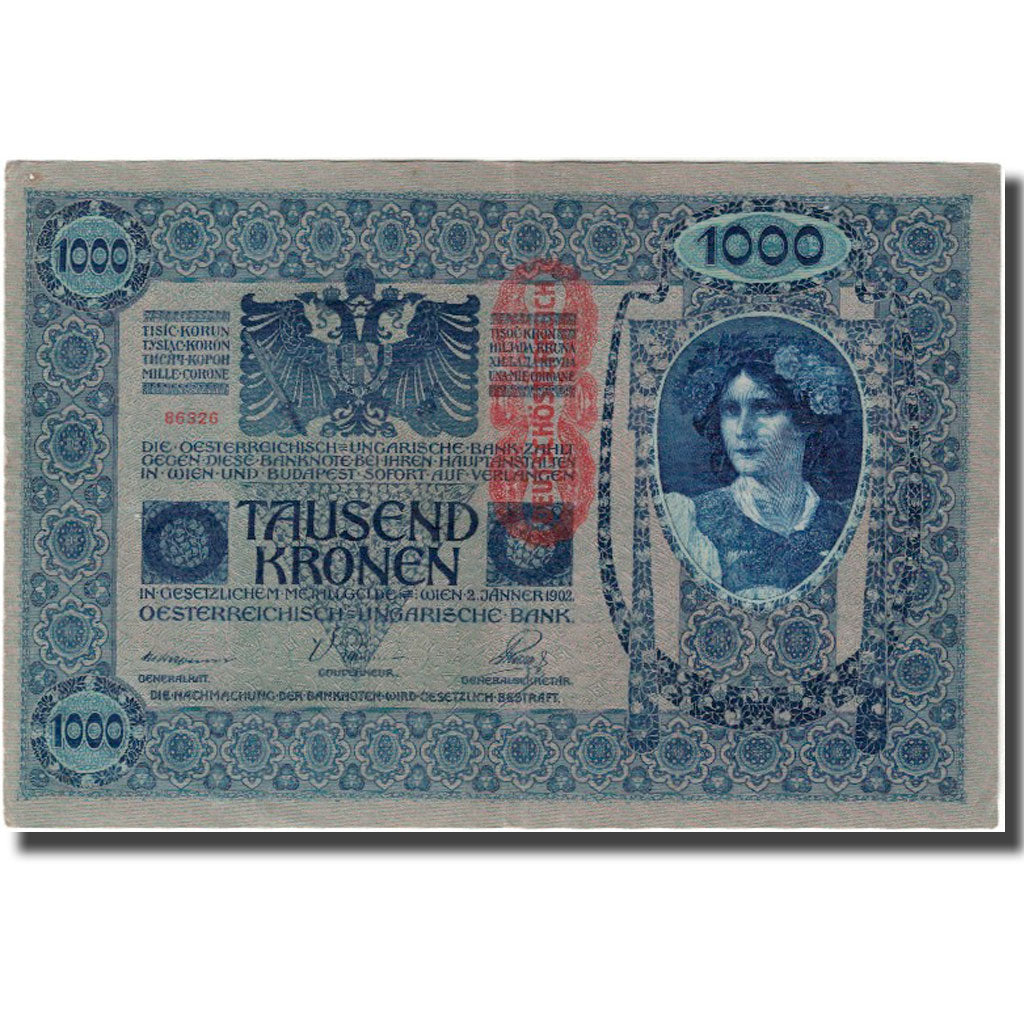 Banknot, Austria, 1000 Kronen, 1902, KM:59, EF(40-45)