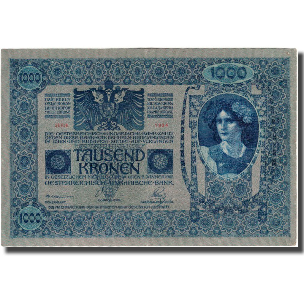 Banknot, Austria, 1000 Kronen, 1902, KM:59, EF(40-45)