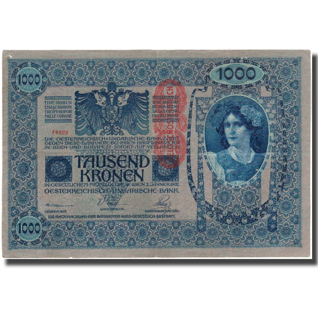 Banknot, Austria, 1000 Kronen, 1902, KM:59, EF(40-45)
