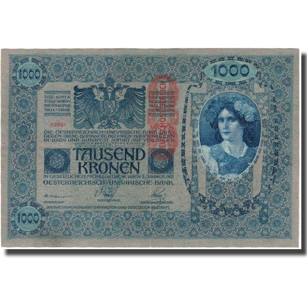 Nota, Áustria, 1000 Kronen, 1902, KM:59, EF(40-45)