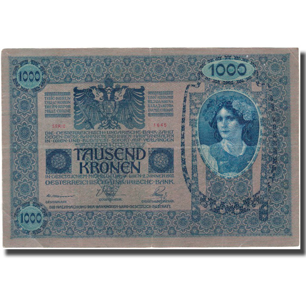 Banknot, Austria, 1000 Kronen, 1902, KM:59, EF(40-45)