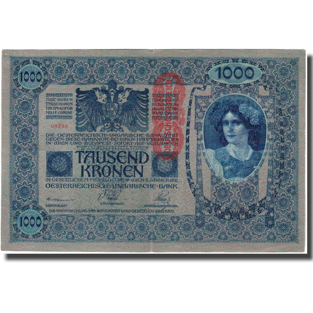 Banknot, Austria, 1000 Kronen, 1902, KM:59, AU(50-53)