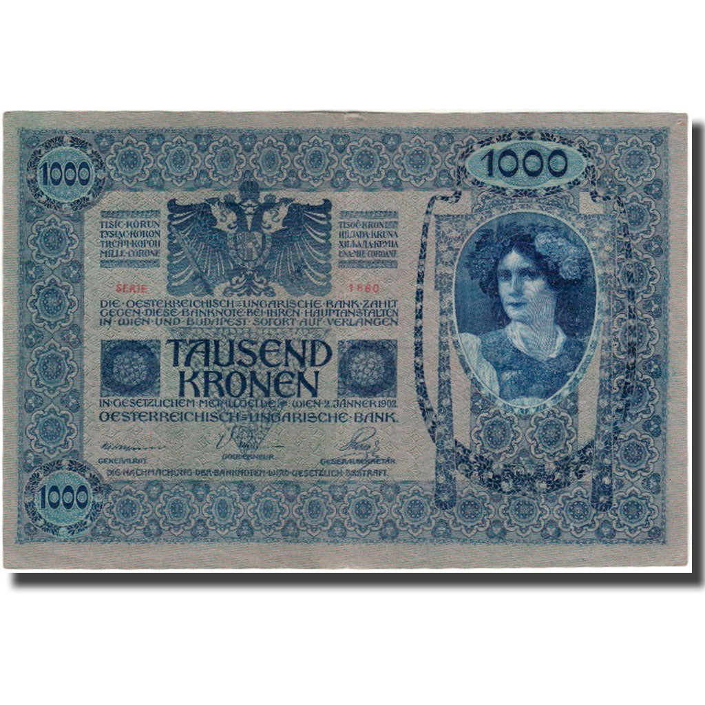 Banknot, Austria, 1000 Kronen, 1902, KM:59, AU(50-53)