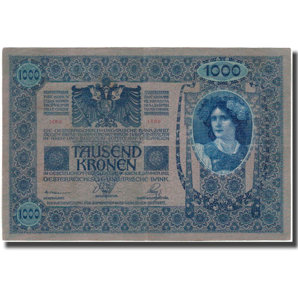Banknot, Austria, 1000 Kronen, 1902, KM:59, EF(40-45)