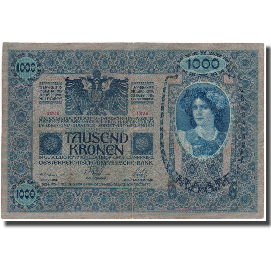 Banknot, Austria, 1000 Kronen, 1902, KM:59, EF(40-45)