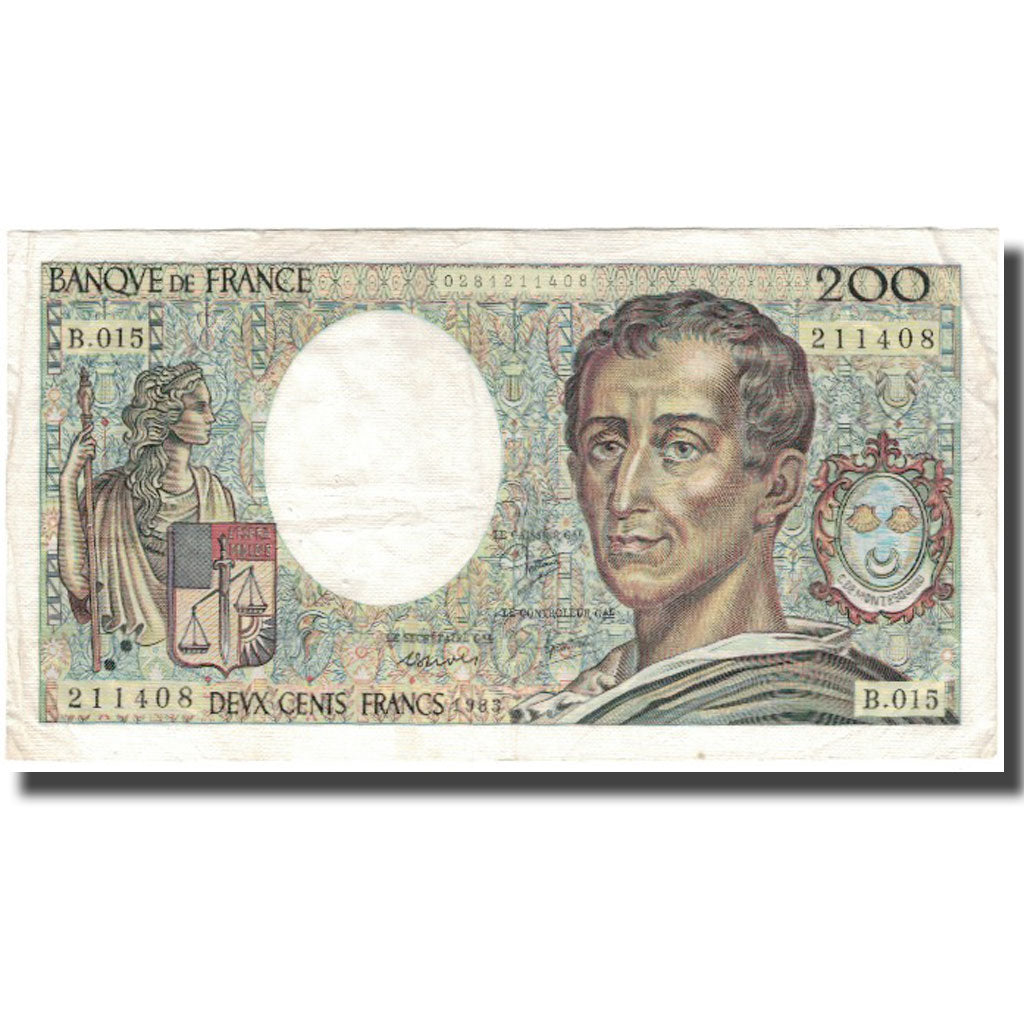Francia, 200 Francs, Montesquieu, 1983, BC, Fayette:70.3, KM:155a