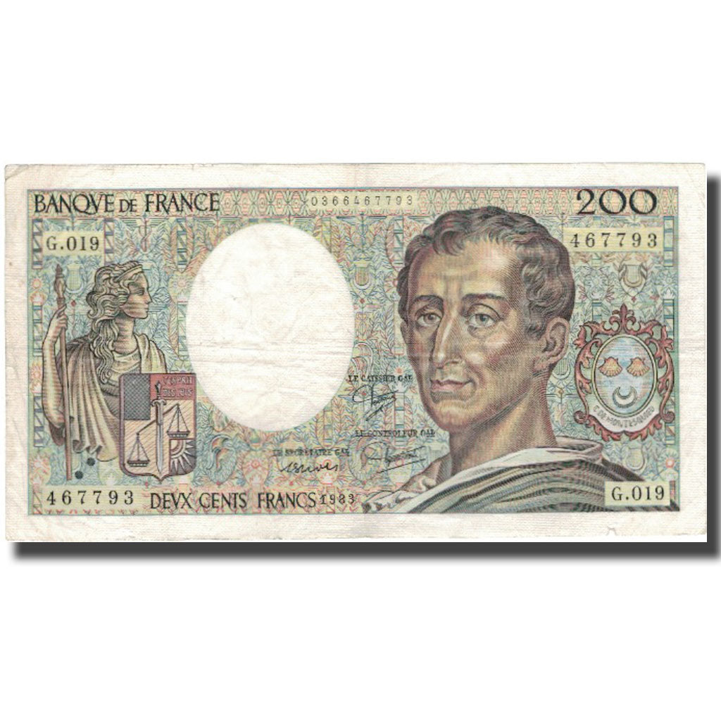 Francia, 200 Francs, Montesquieu, 1983, BC, Fayette:70.3, KM:155a