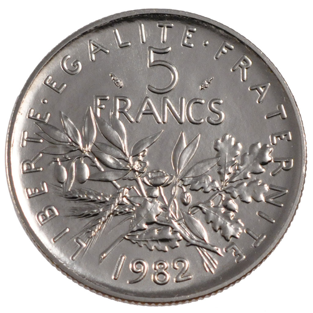 FRANCE, Semeuse, 5 Francs, 1982, Paris, KM #926a.1, MS(65-70), Nickel Clad...
