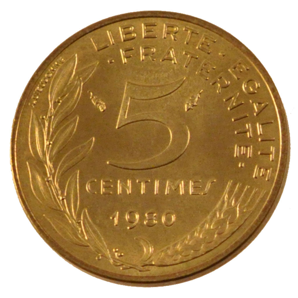 FRANCE, Marianne, 5 Centimes, 1980, Paris, KM #933, MS(63), Aluminum-Bronze,...