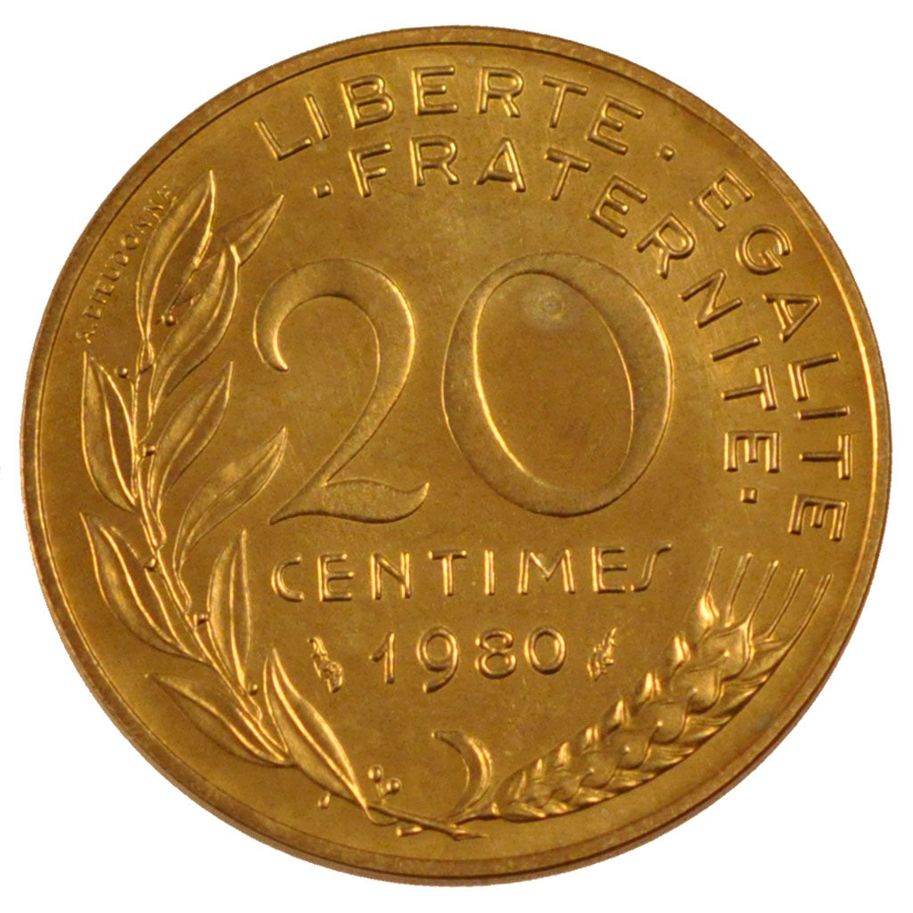 FRANCE, Marianne, 20 Centimes, 1980, Paris, KM #930, MS(65-70),...