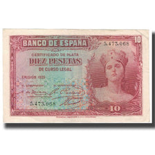 Nota, Espanha, 10 Pesetas, 1935, KM:86a, AU(50-53)