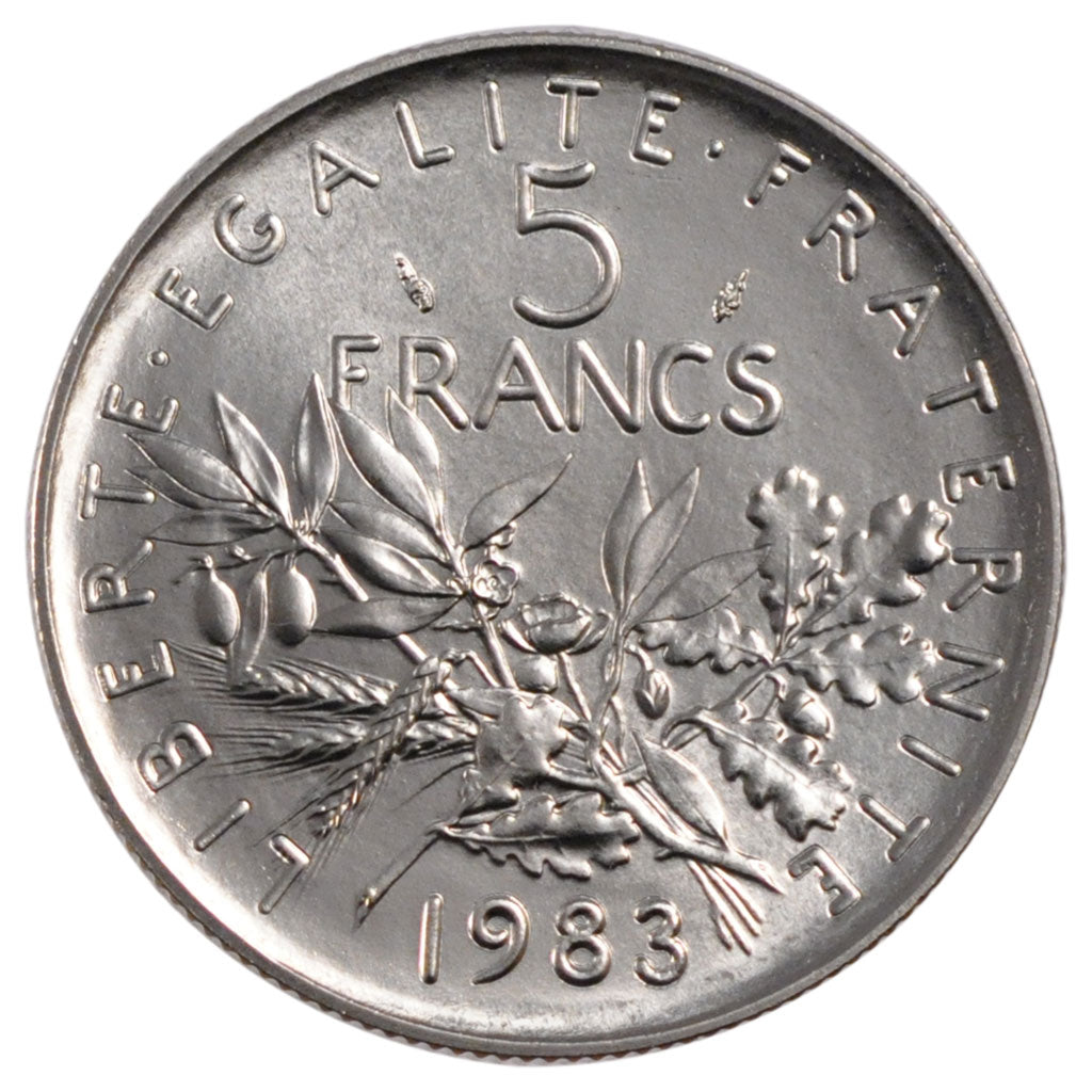 FRANCE, Semeuse, 5 Francs, 1983, Paris, KM #926a.1, MS(65-70), Nickel Clad...