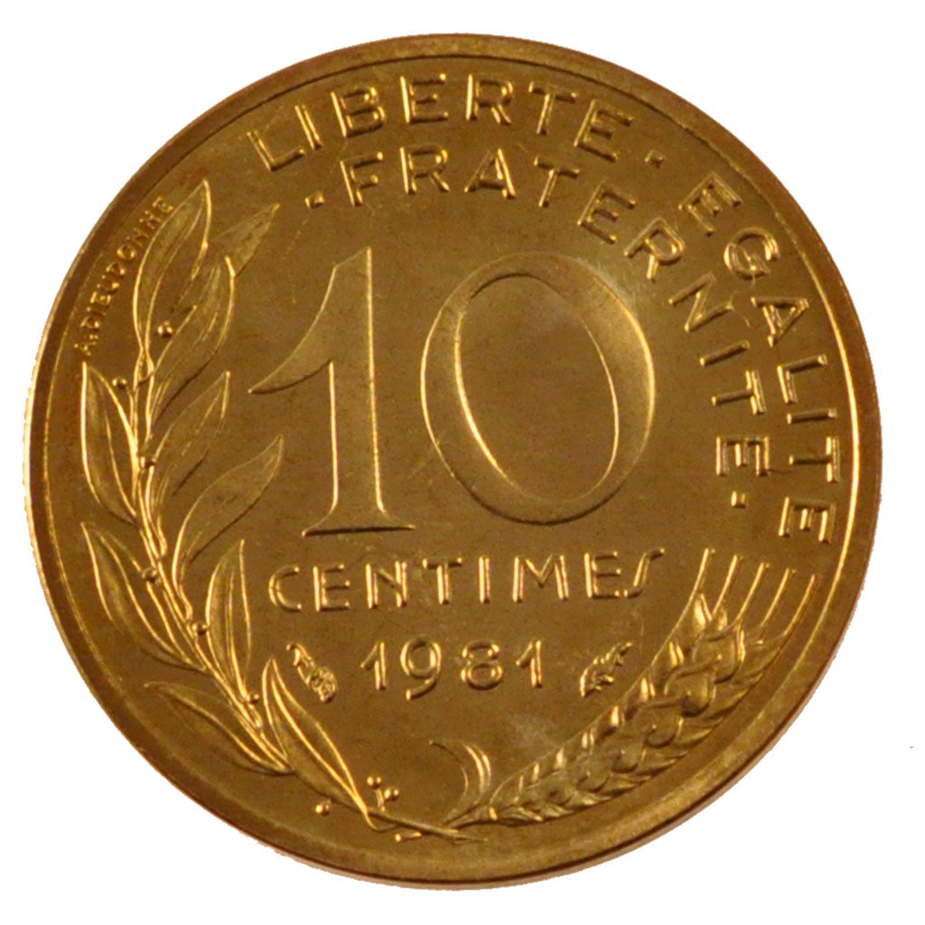 FRANCE, Marianne, 10 Centimes, 1981, Paris, KM #929, MS(65-70),...