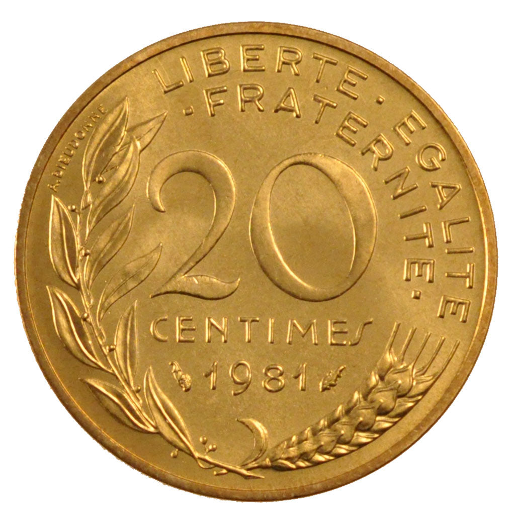 FRANCE, Marianne, 20 Centimes, 1981, Paris, KM #930, MS(65-70),...