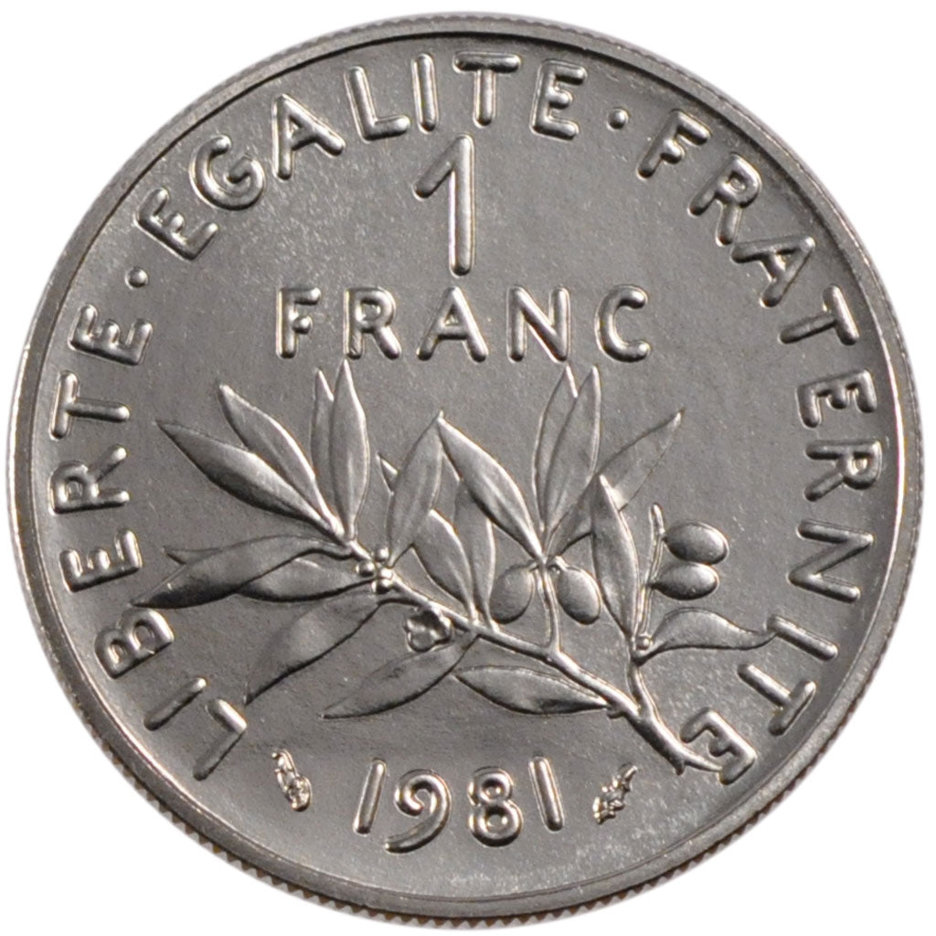 FRANCE, Semeuse, 1 Franc, 1981, Paris, MS(63), Nickel, 24, Gadoury #474, 6.00