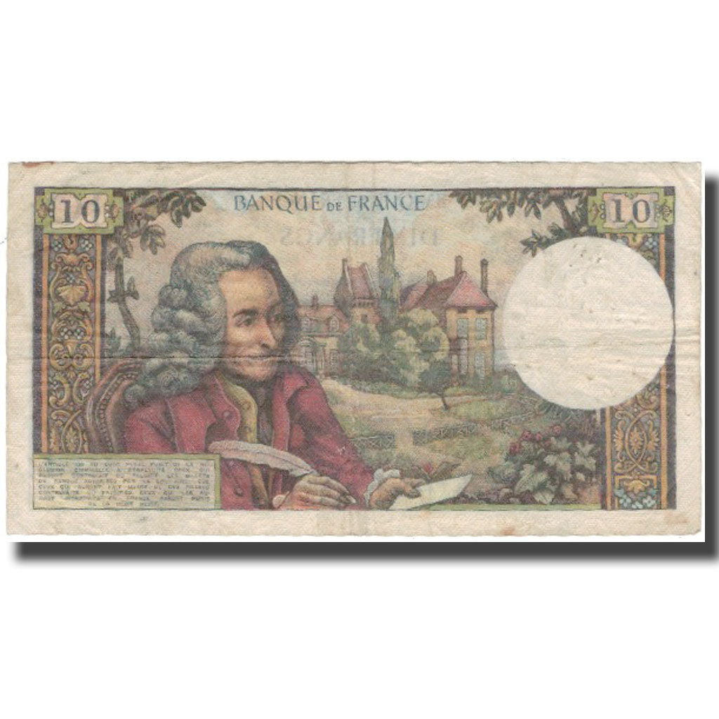 France, 10 Francs, Voltaire, 1963-12-05, VG(8-10), Fayette:62.06, KM:147a