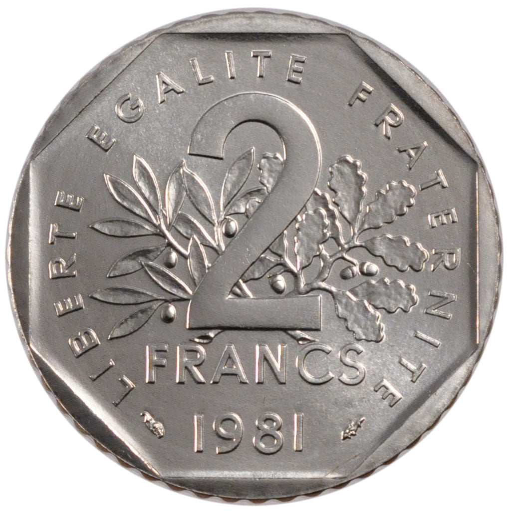 FRANCE, 2 Francs, 1981, MS(63), Nickel, Gadoury #547, 7.50