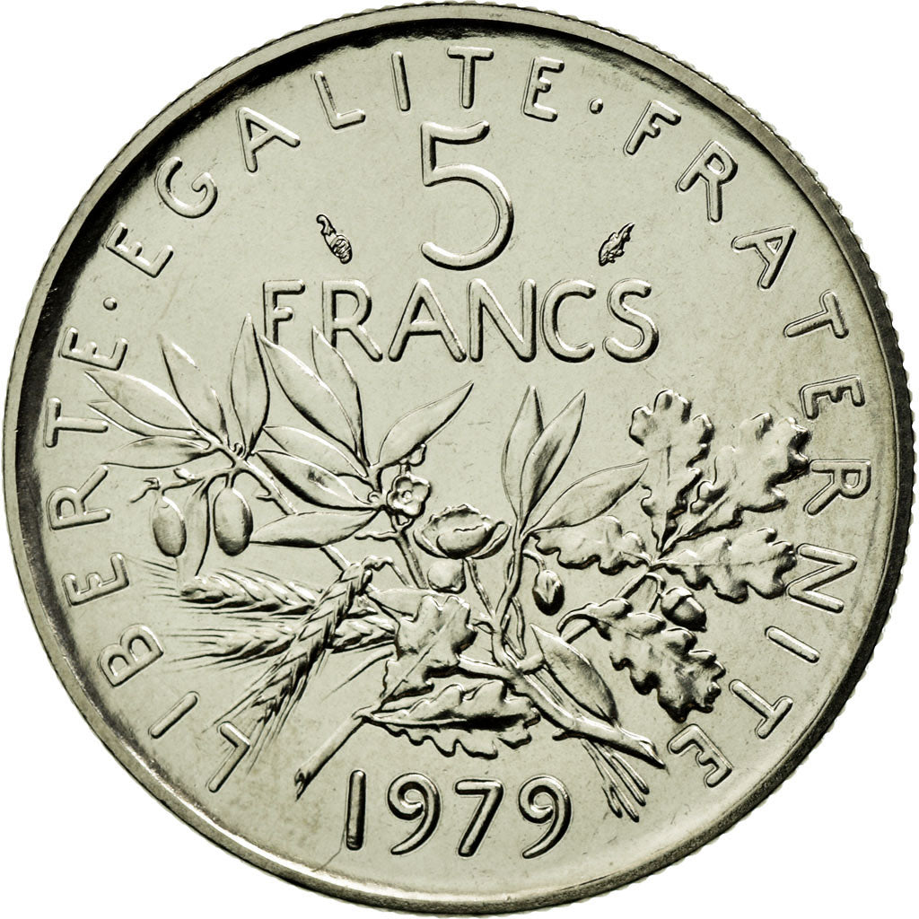 Munten, Frankrijk, Semeuse, 5 Francs, 1979, Paris, FDC, Nickel Clad