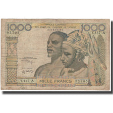 Banknote, West African States, 1000 Francs, KM:103Ak, VG(8-10)
