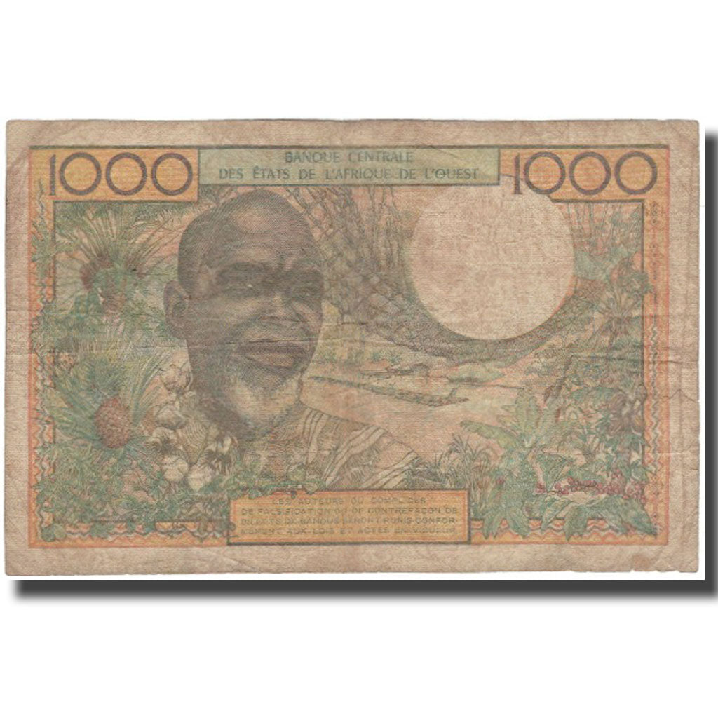 Banknote, West African States, 1000 Francs, KM:103Ak, VG(8-10)