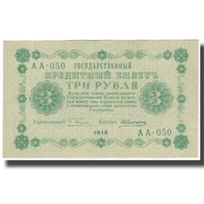 Nota, Rússia, 3 Rubles, 1918, KM:87, UNC(63)