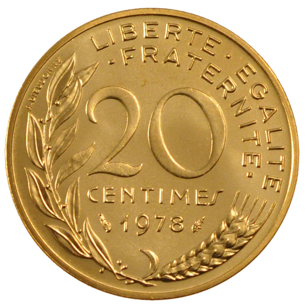 Moneta, Francia, Marianne, 20 Centimes, 1978, Paris, FDC, Alluminio-bronzo
