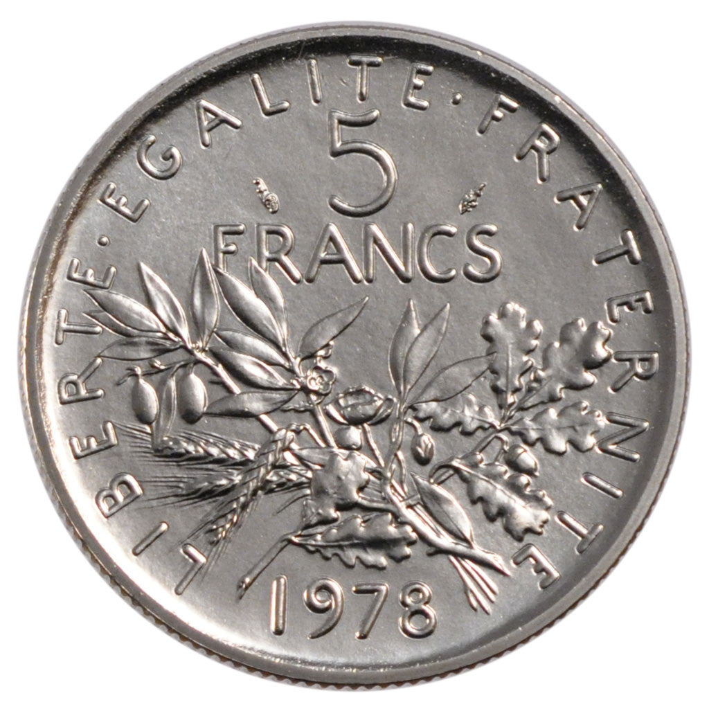 Francia, Semeuse, 5 Francs, 1978, Paris, FDC, Nichel placcato rame-nichel, Ga...