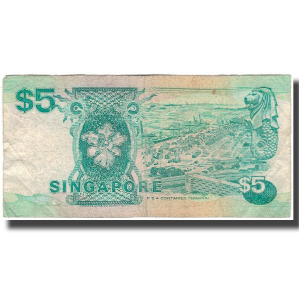 Nota, Singapura, 5 Dollars, KM:19, VG(8-10)