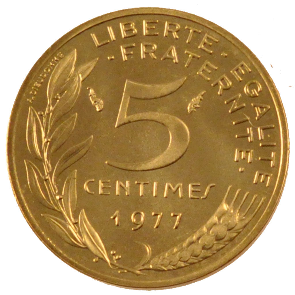 FRANCE, Marianne, 5 Centimes, 1977, Paris, KM #933, MS(65-70), Aluminum-Bronze,.