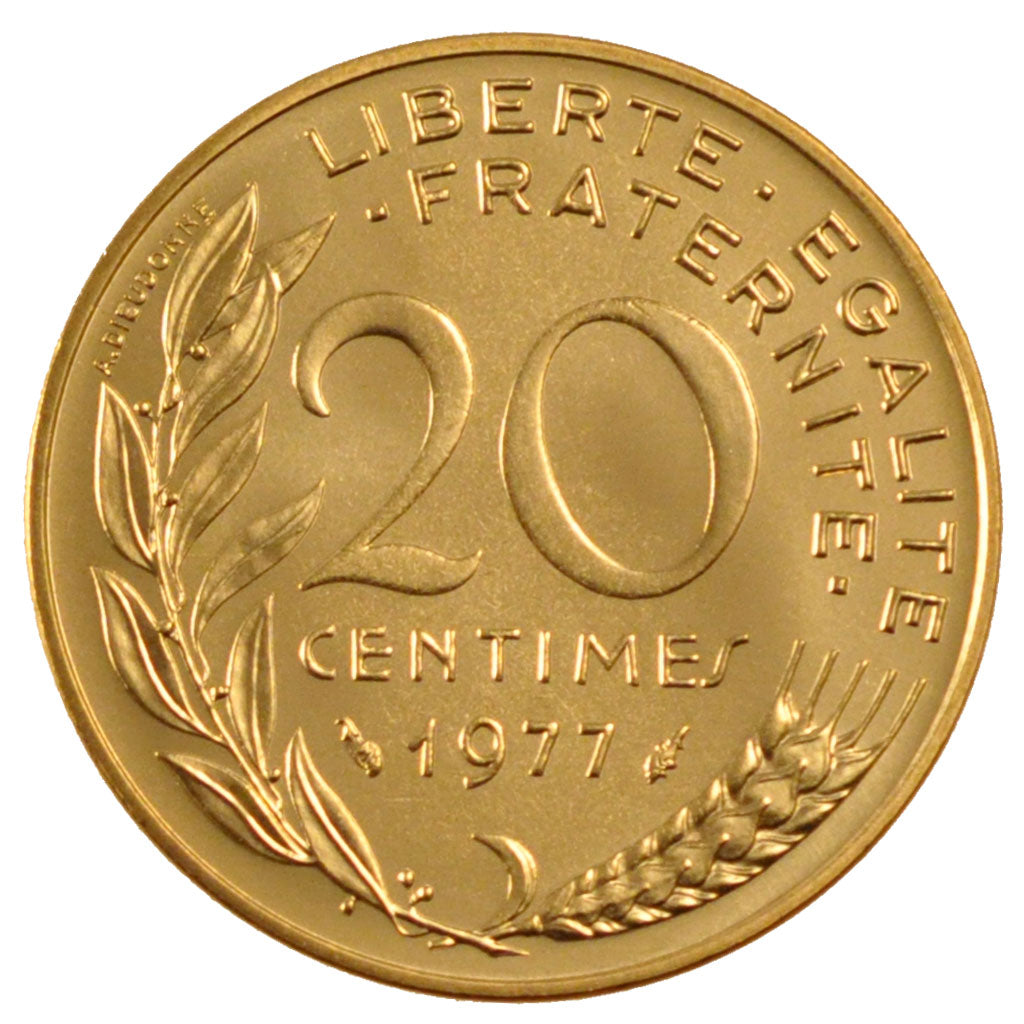 FRANCE, Marianne, 20 Centimes, 1977, Paris, KM #930, MS(65-70),...