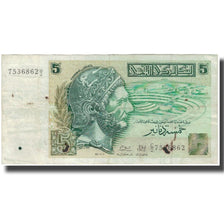 Biljet, Tunisië, 5 Dinars, 1993-11-07, KM:86, B