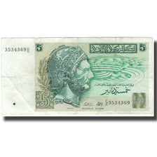 Banknot, Tunisia, 5 Dinars, 1993-11-07, KM:86, VF(20-25)